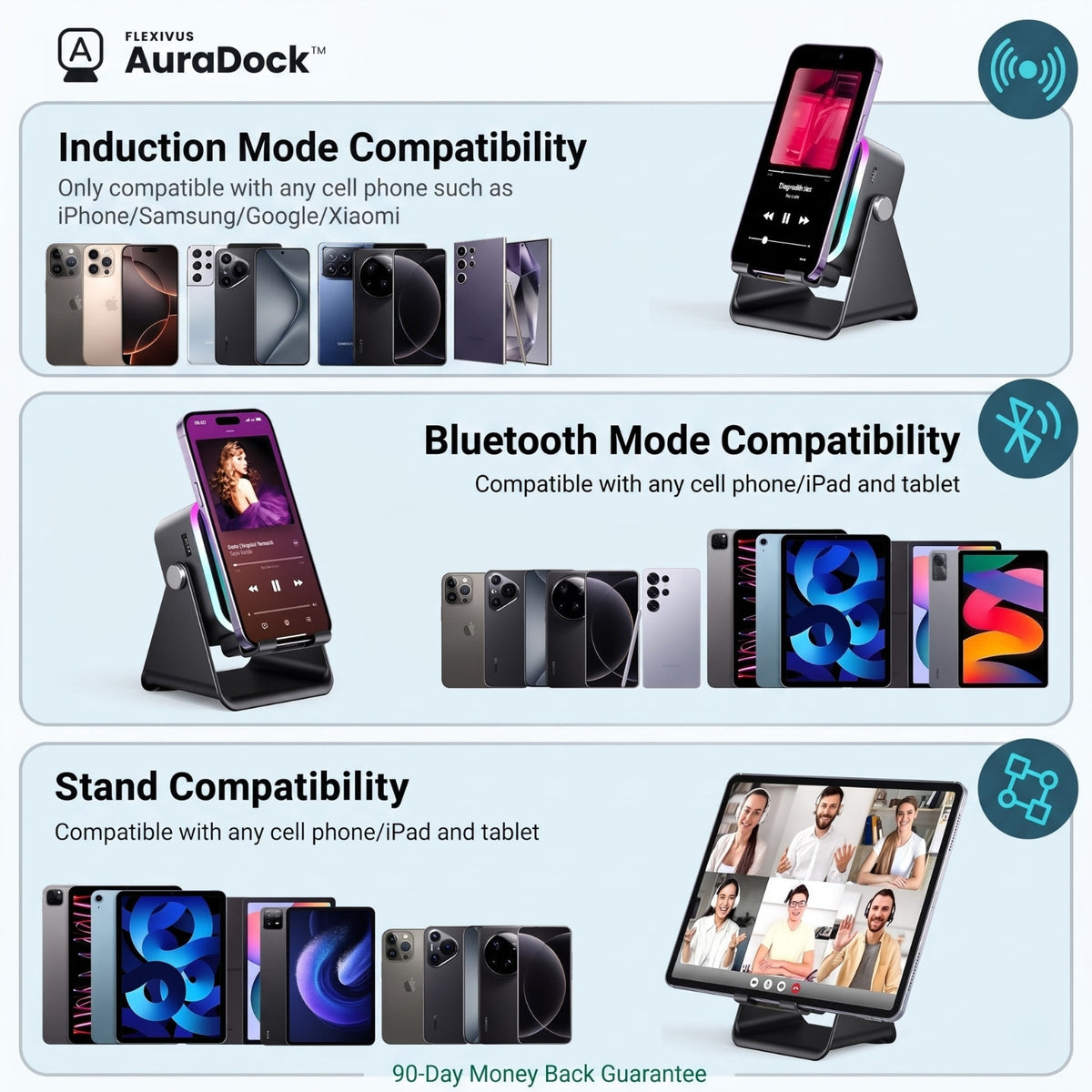 AuraDock™ - 5-in-1 Foldable Bluetooth Speaker & Phone Stand
